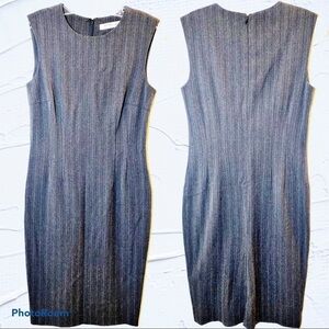 Centre Ville Paris Gray Pinstriped Sheath Dress, S